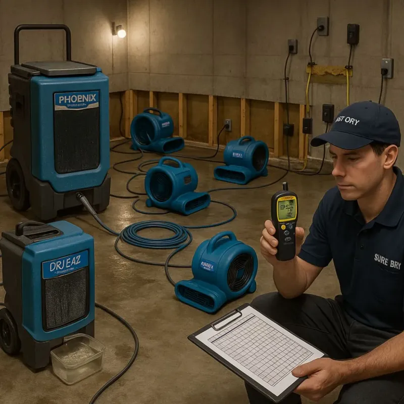 Structural Drying and Dehumidification process in Alpine, NJ